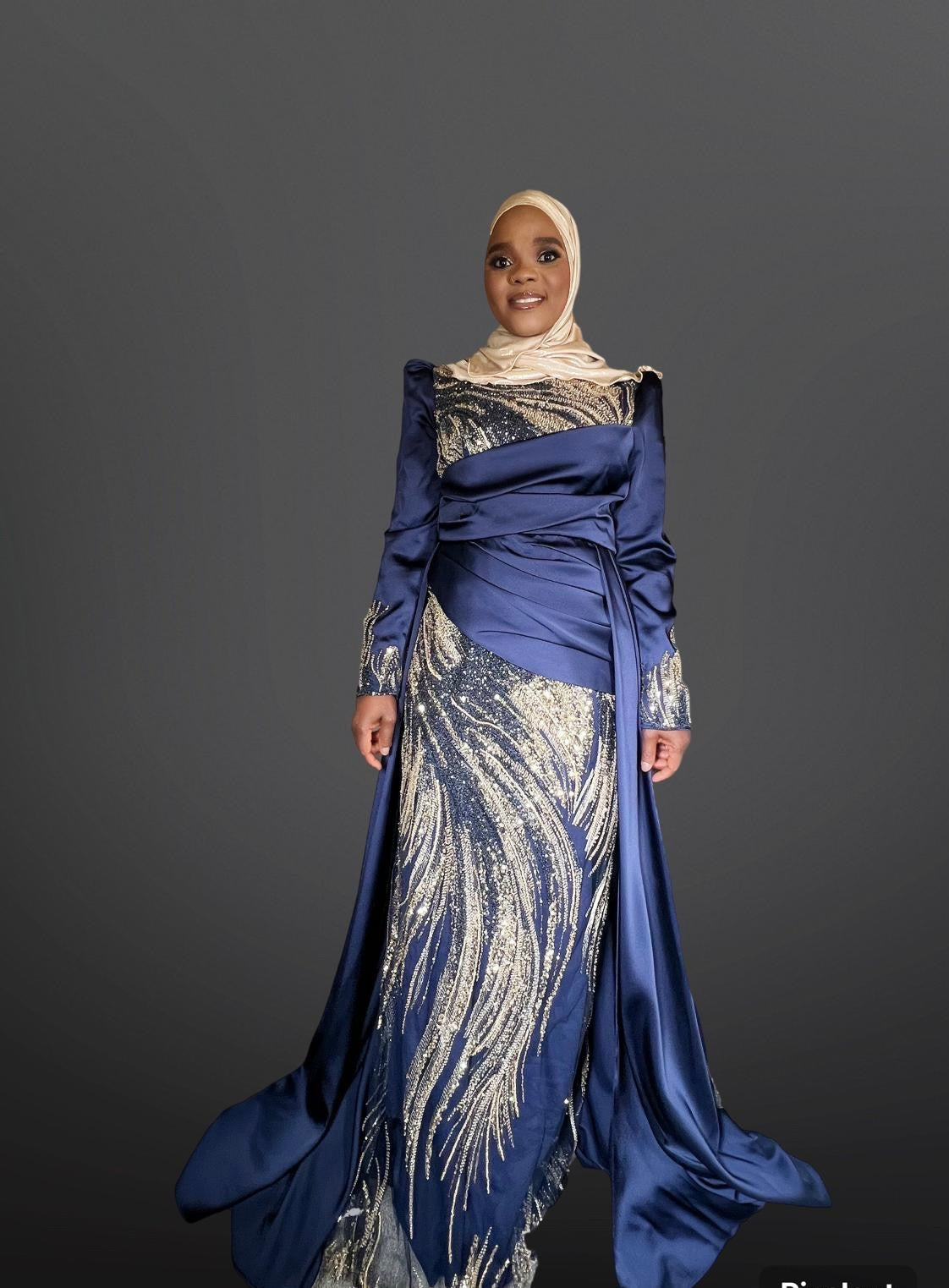 royal blue and gold formal dress Girls Royal Blue and gold dress with drop down shoulder straps and corset
