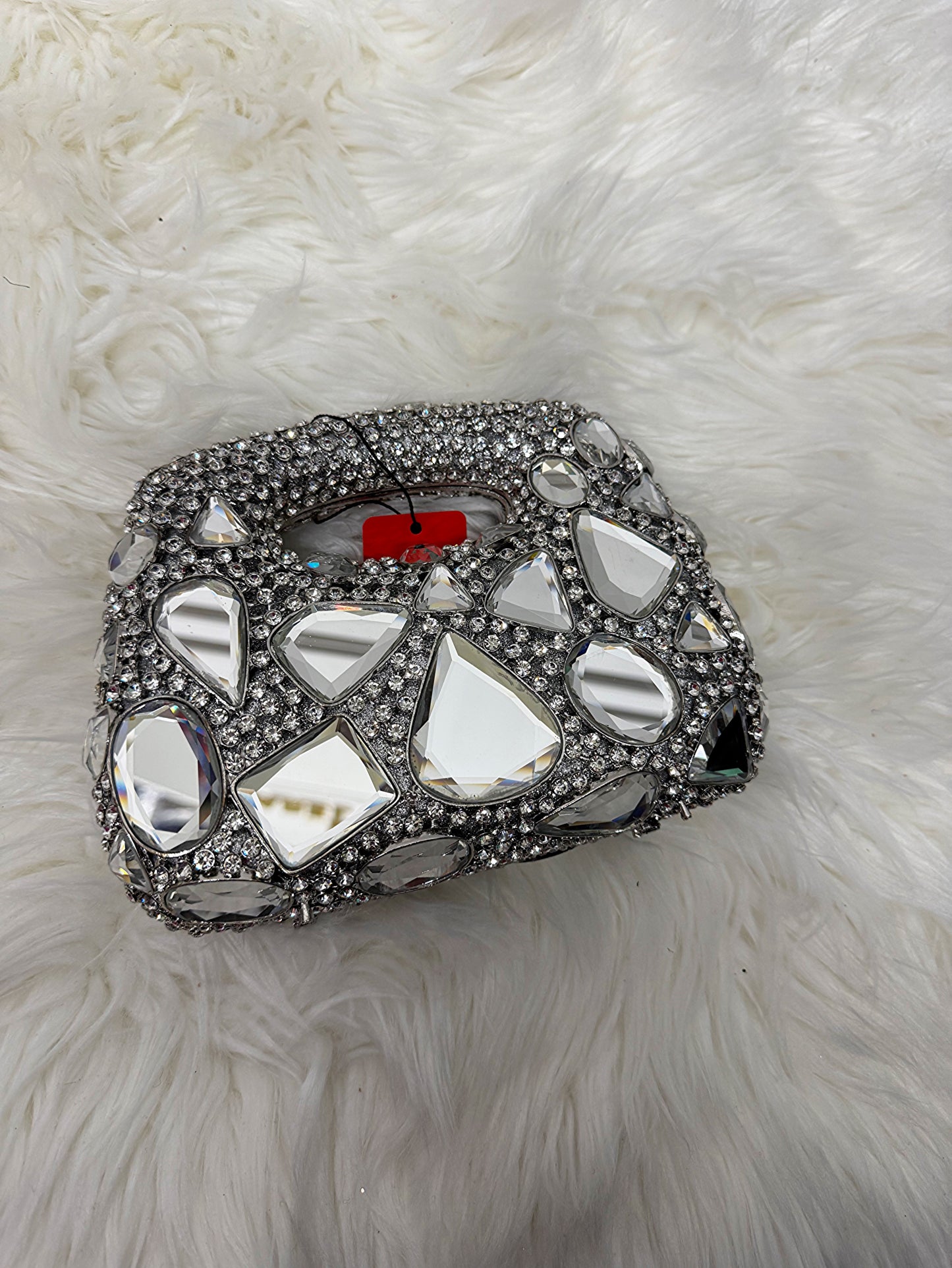 Silver crystal purse