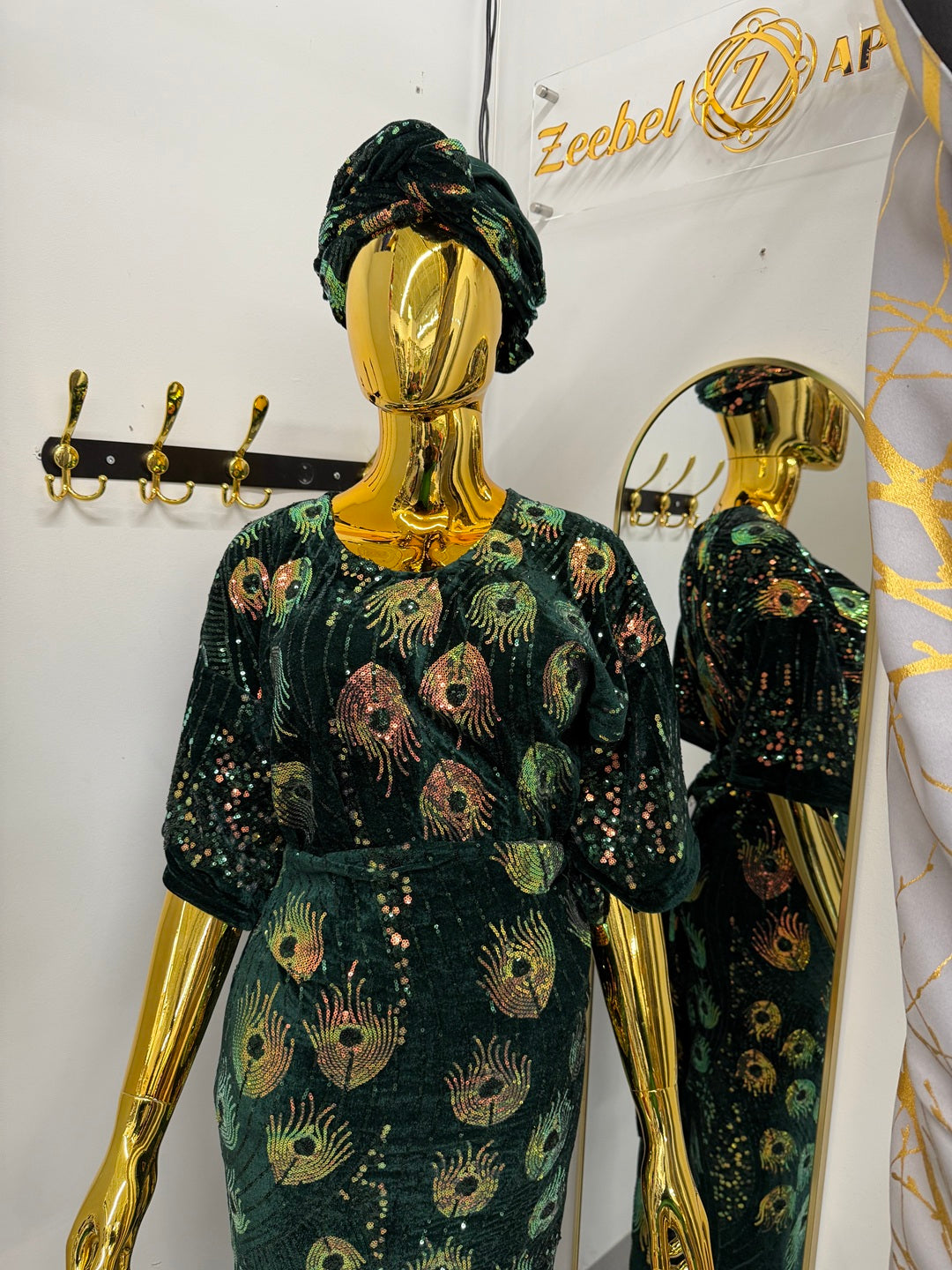 Green Velvet Iro & Buba Attire