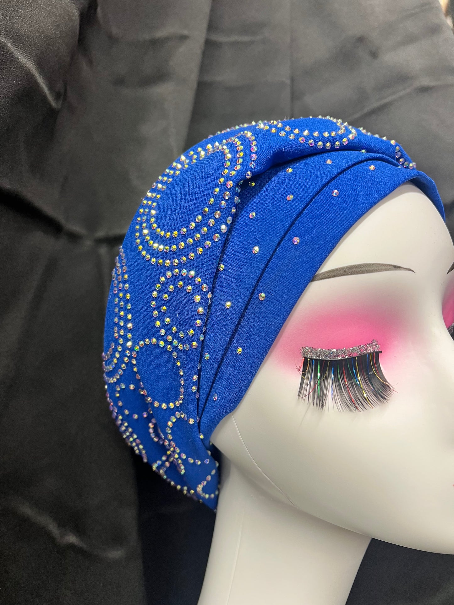 Blue Sequins Turban