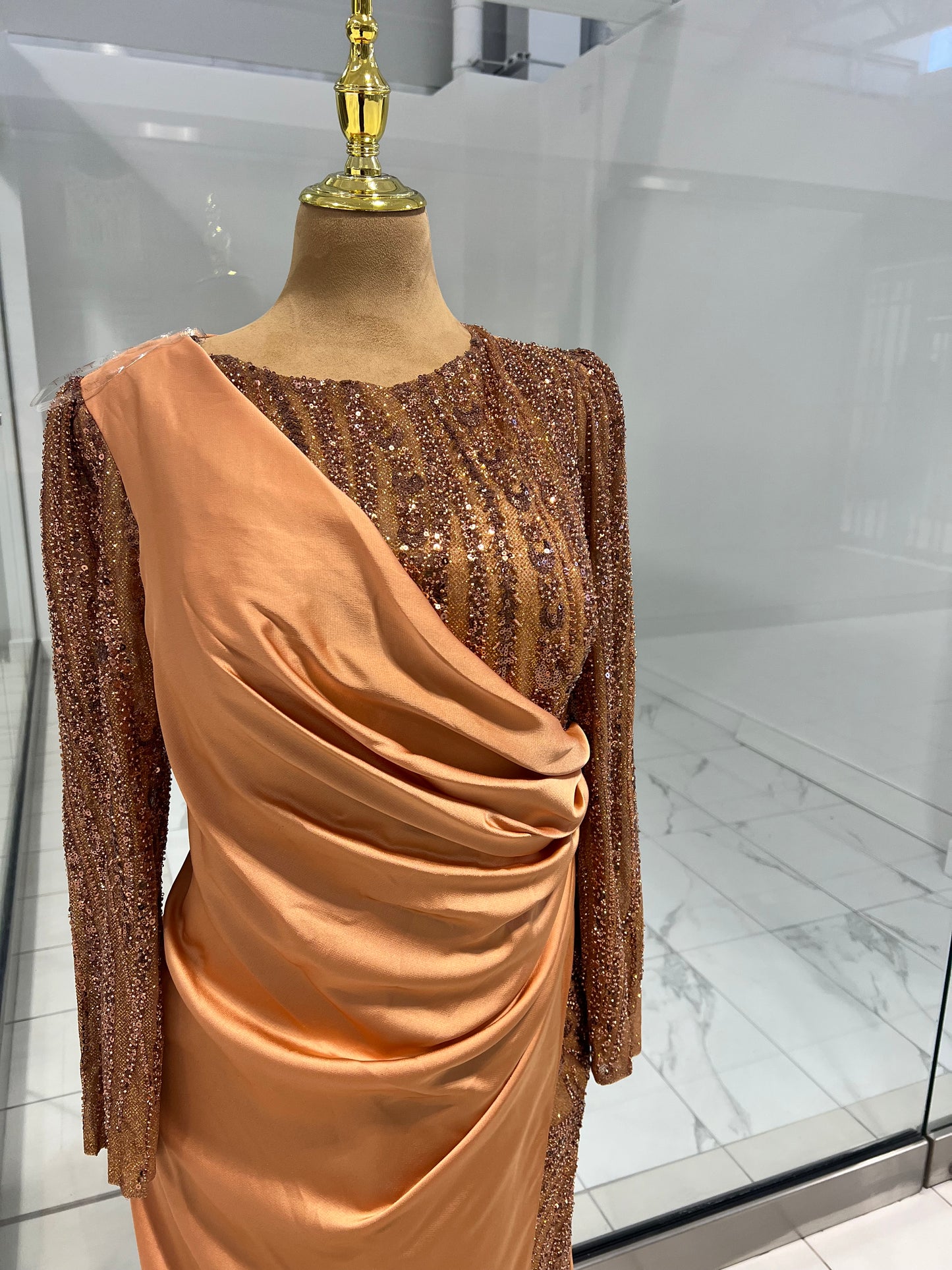 Gold Sequins Evening Dress