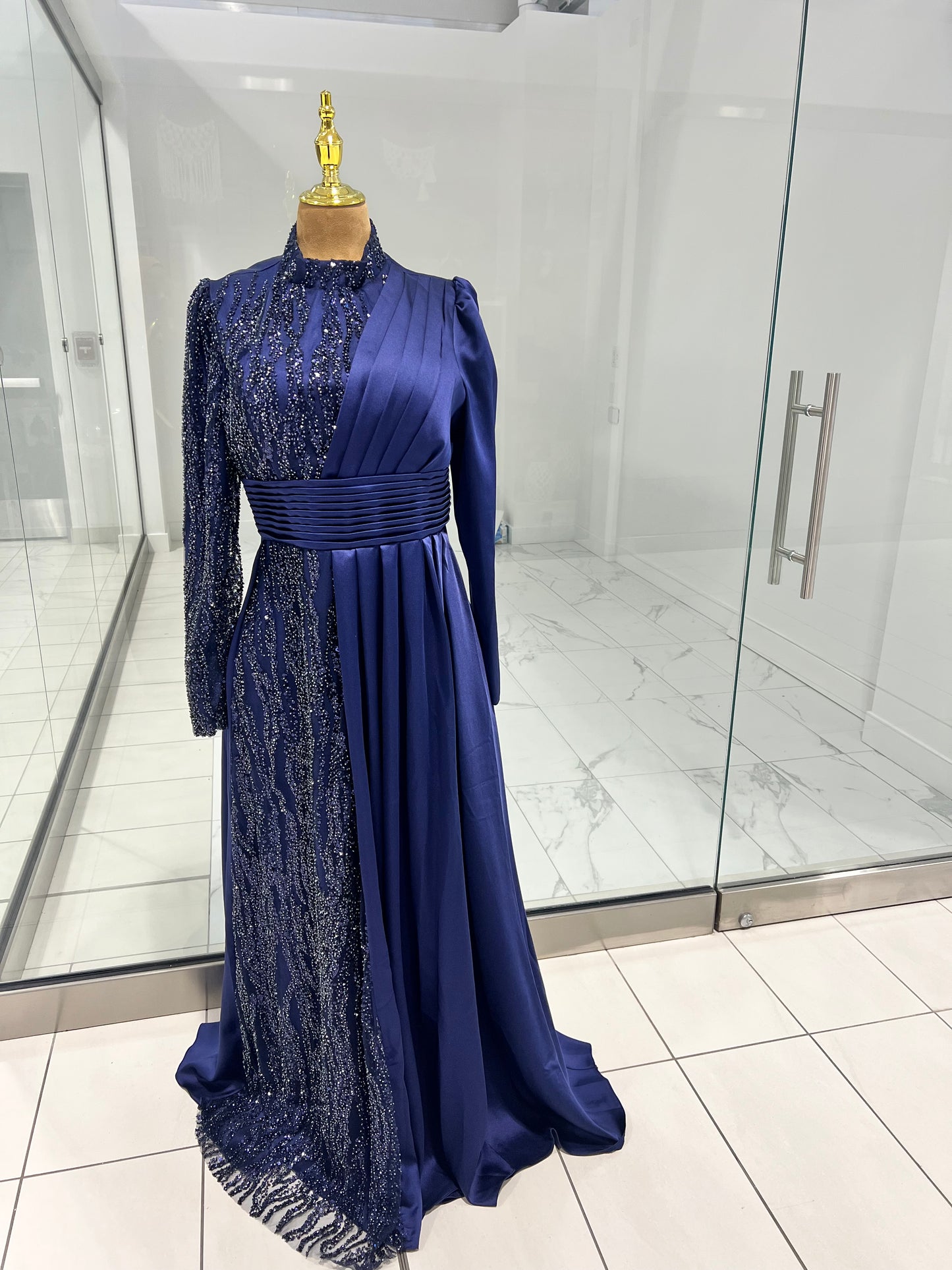 Silk Royal Blue Evening Gown