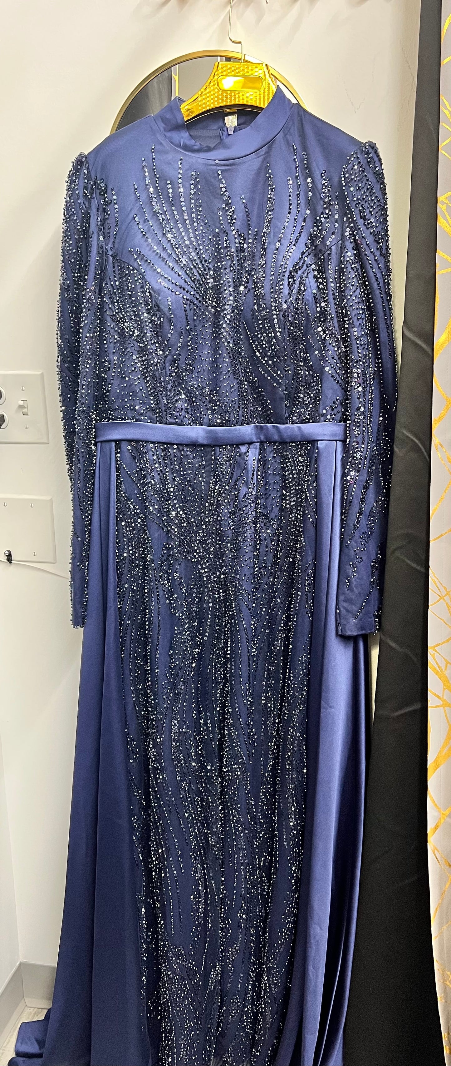 Lilac Silk Sequins Evening Dress