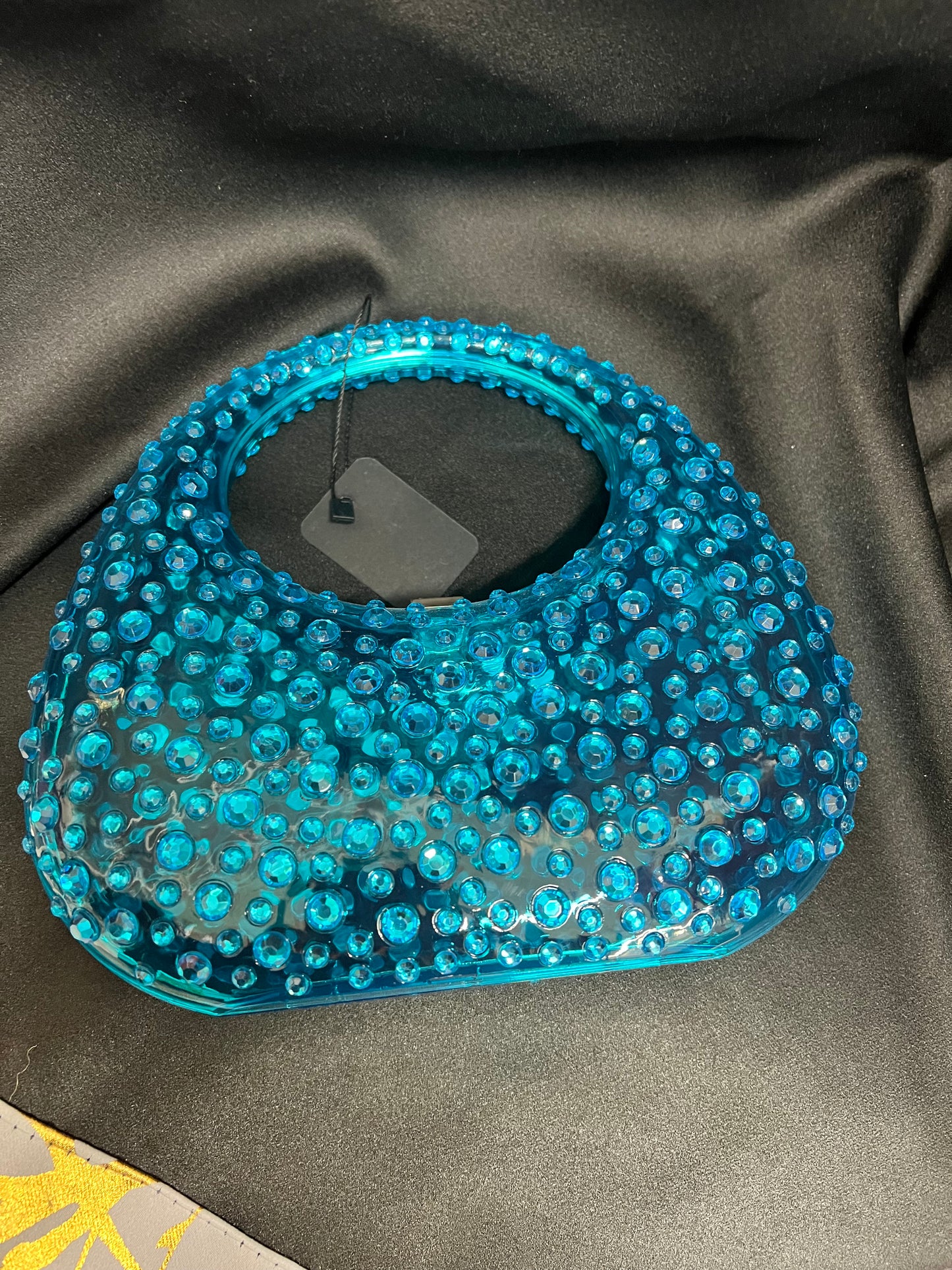 Clear blue crystal stone bag