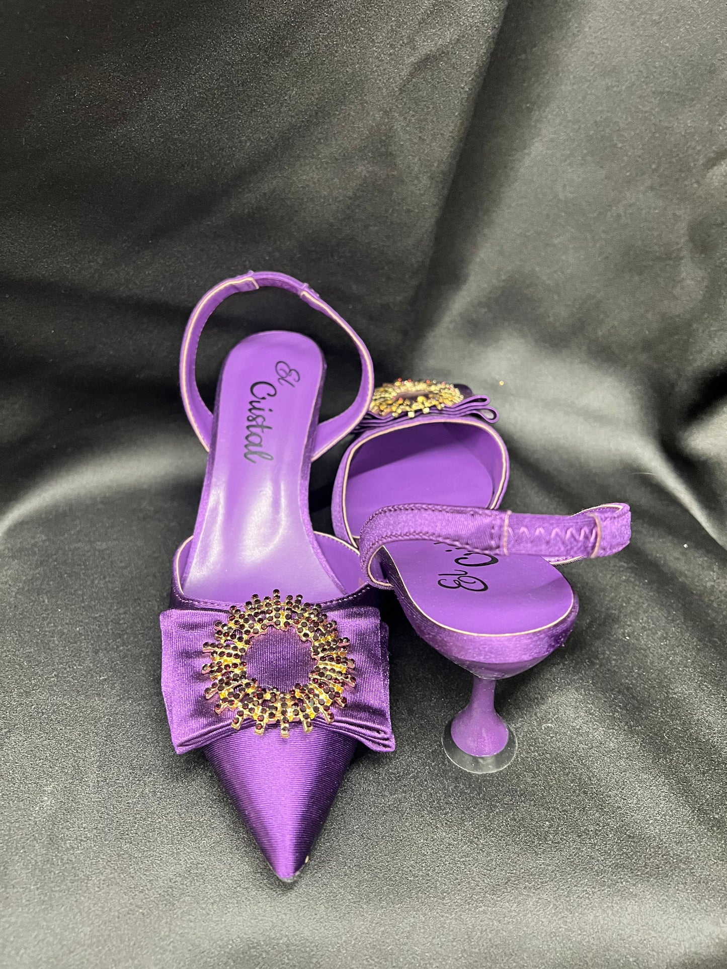 Purple and gold shoe