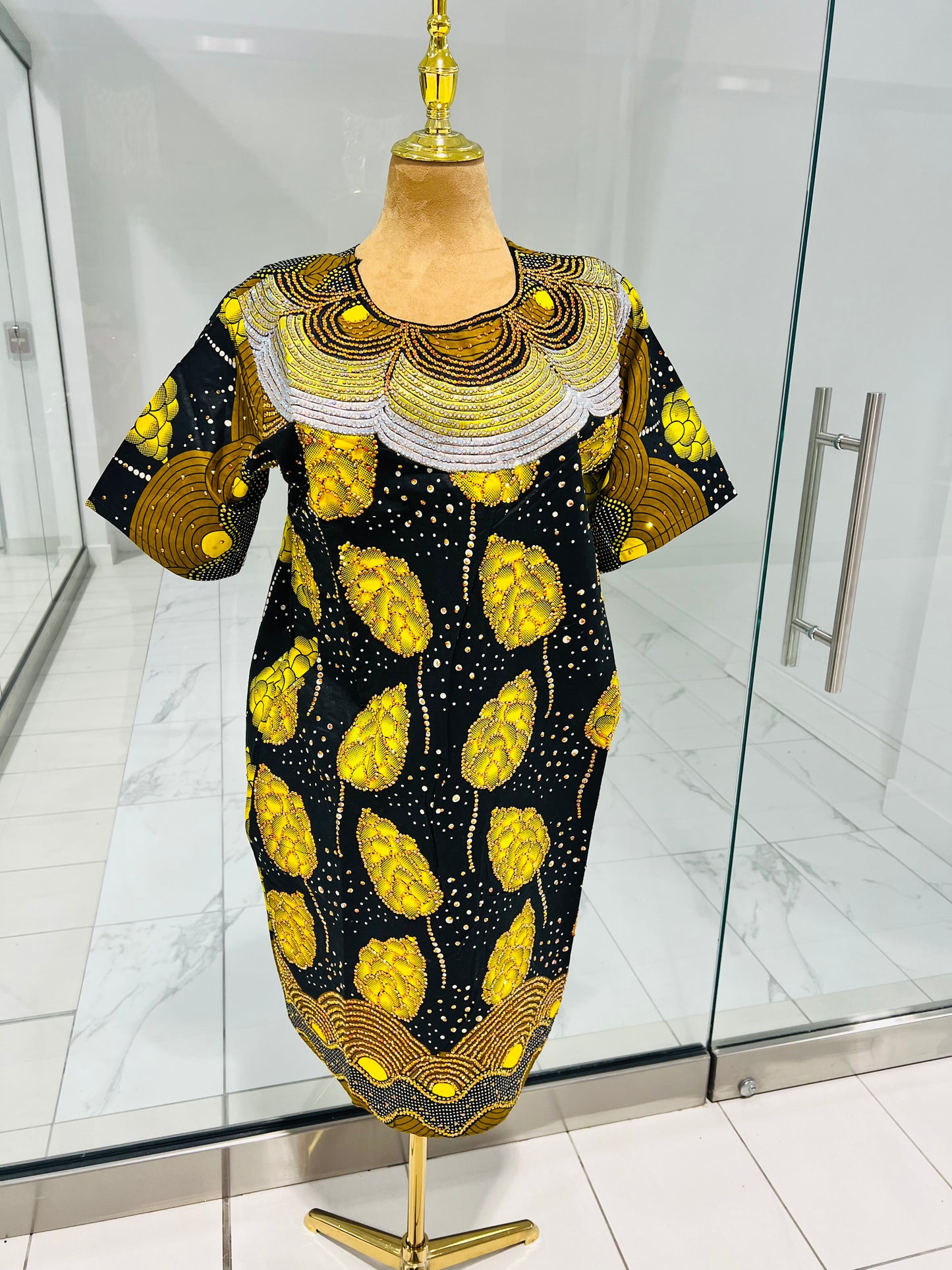 Ankara with tiny yellow Rhinestones