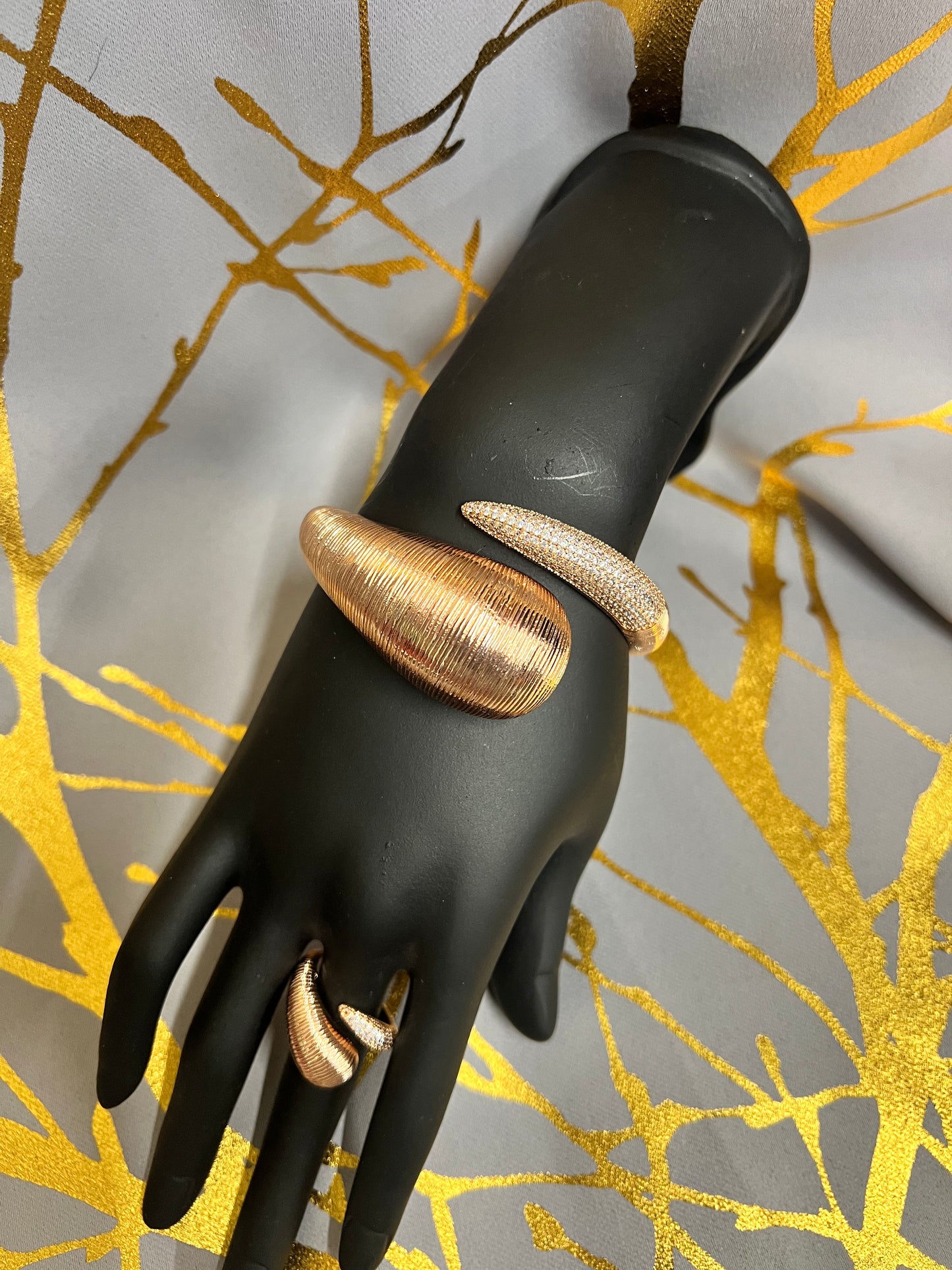 Rose Gold Hand bracelet and Ring