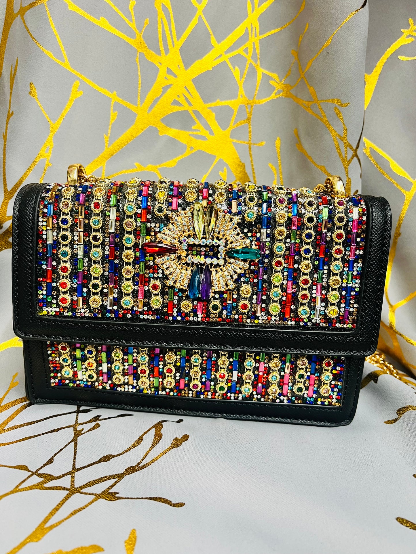 Multi coloured Rhinestone handbag