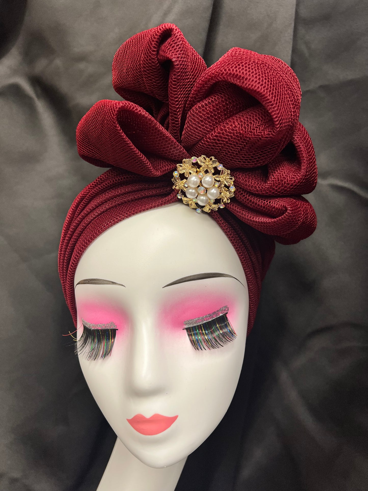 Wine Turban with brooch