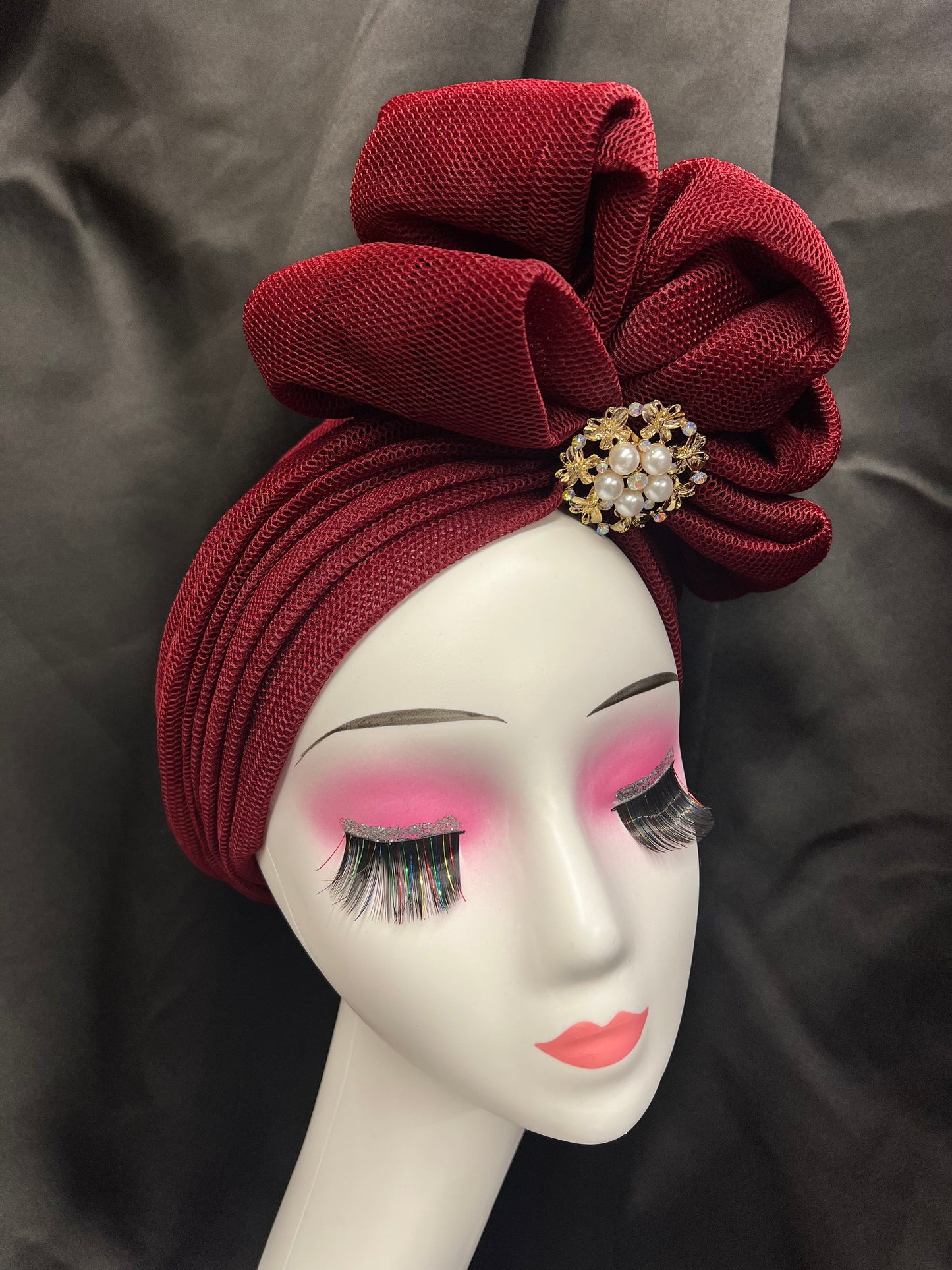 Wine Turban with brooch