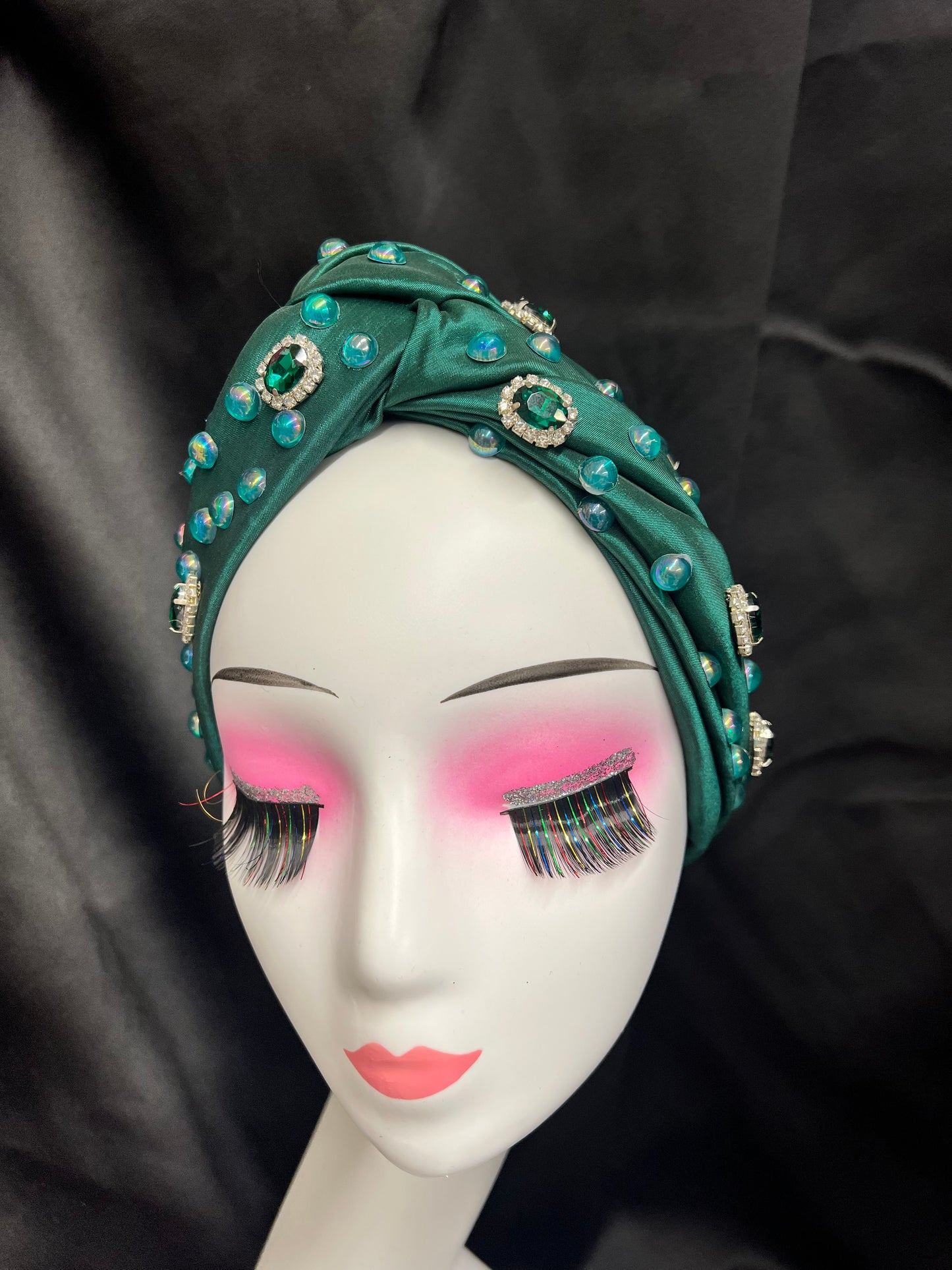 Green Rhinestones Turban