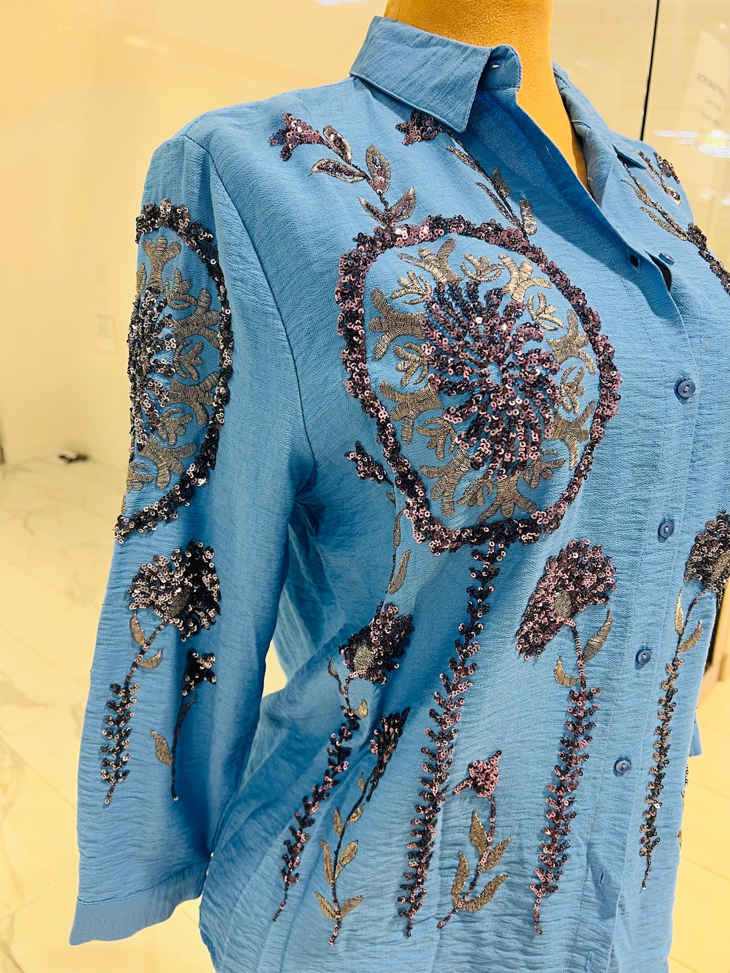 Blue Sequin Top