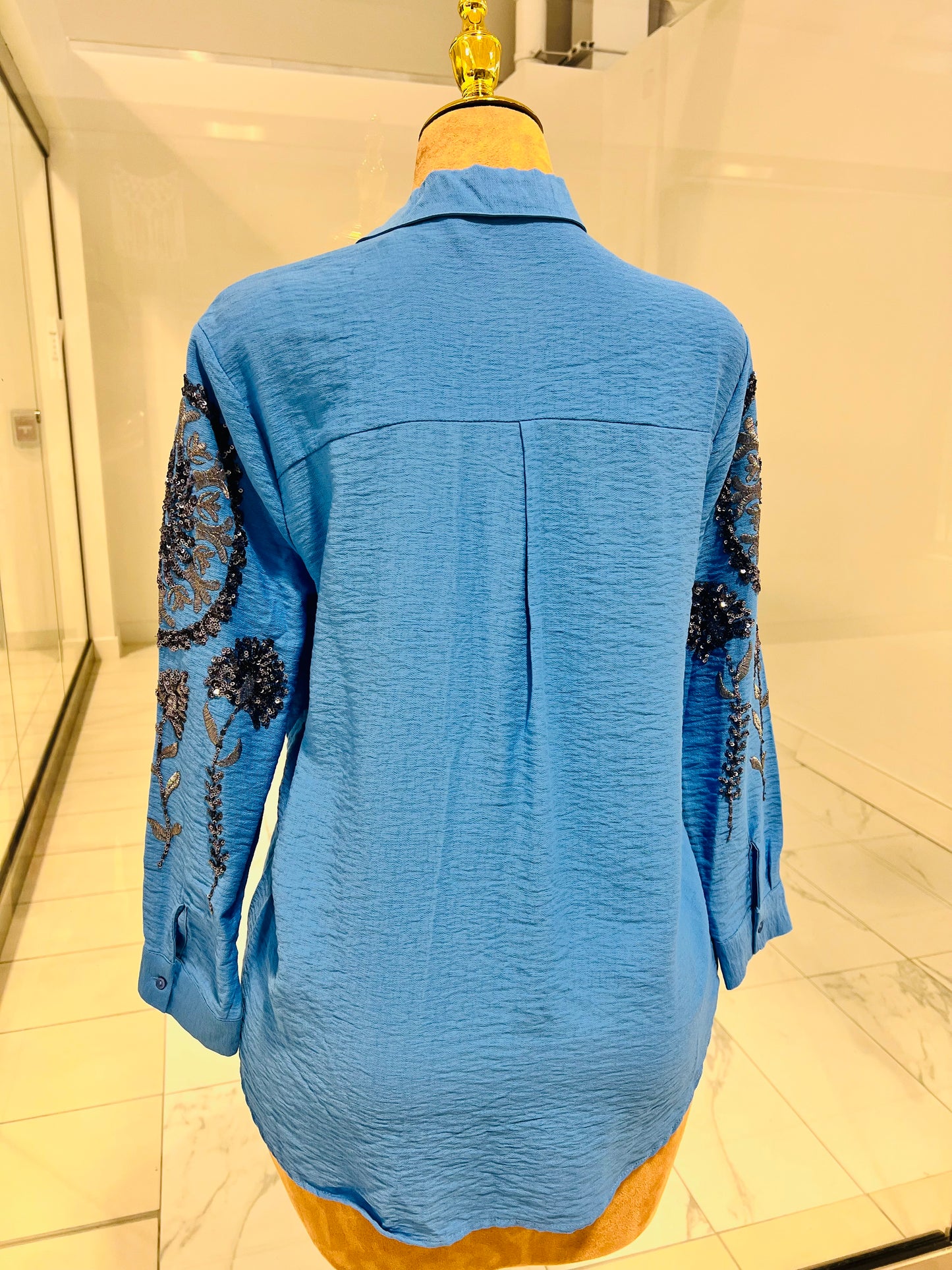 Blue Sequin Top