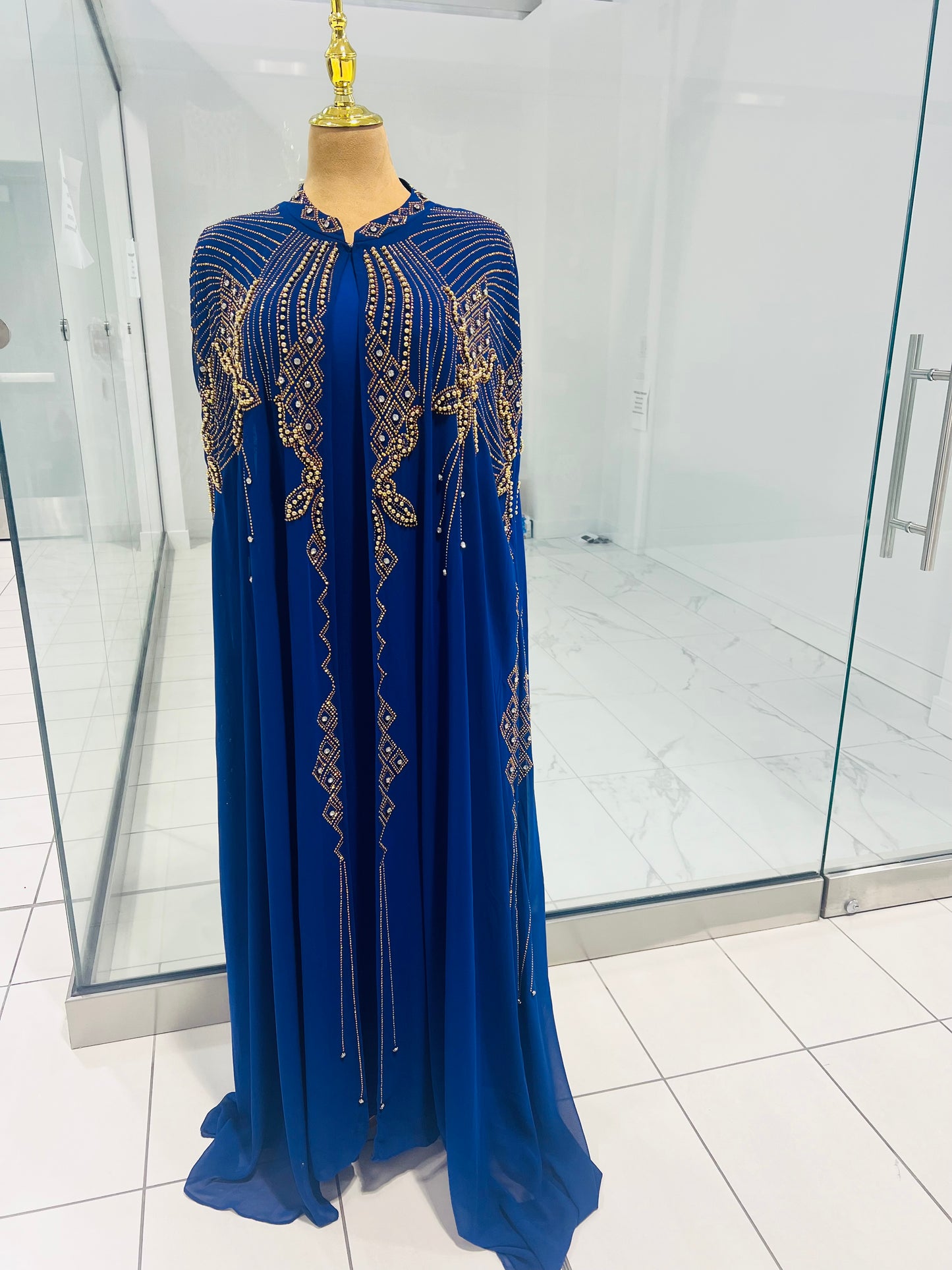 Blue Rhinestone Abaya