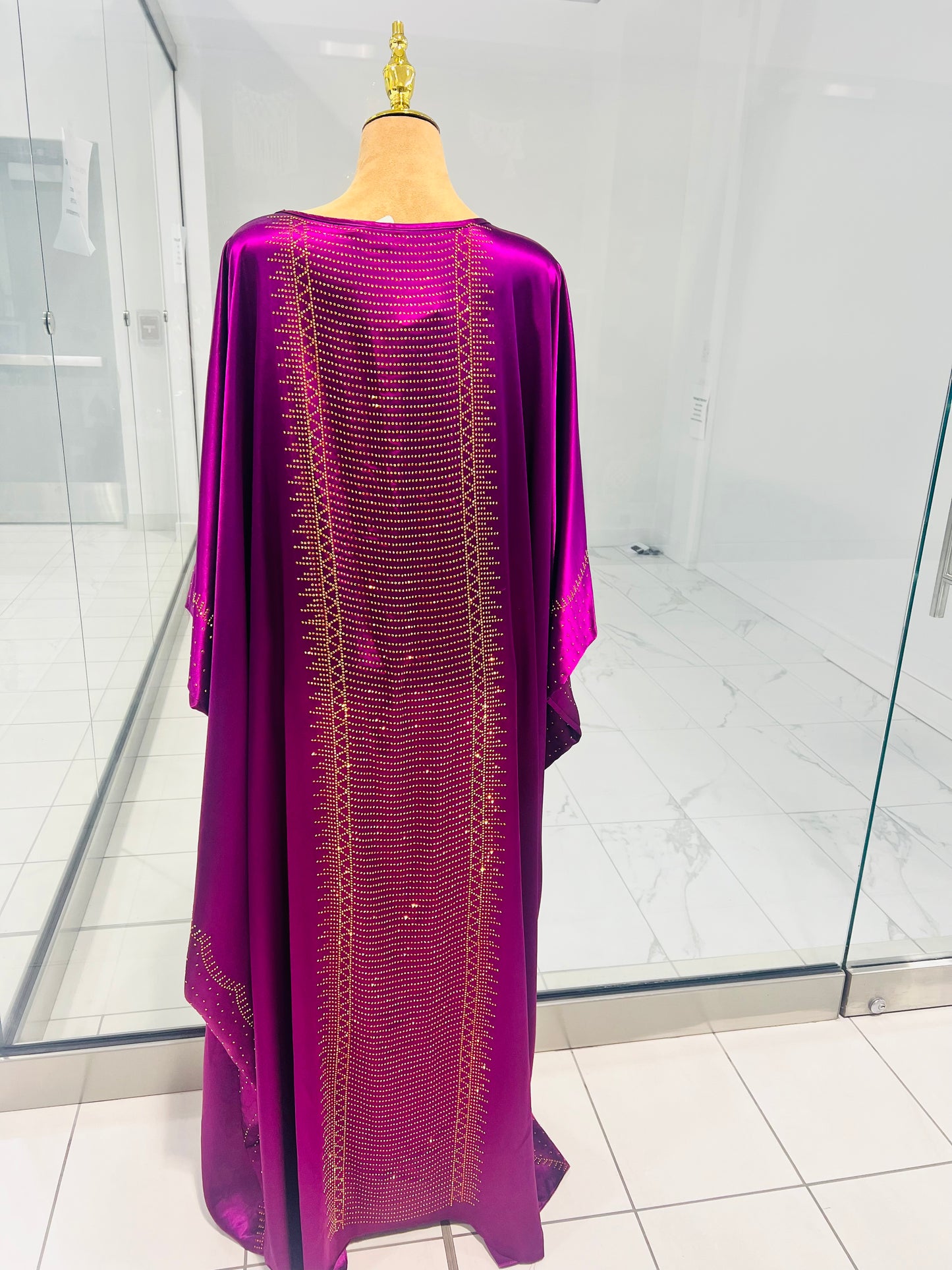 Purple Silk Rhinestone Abaya
