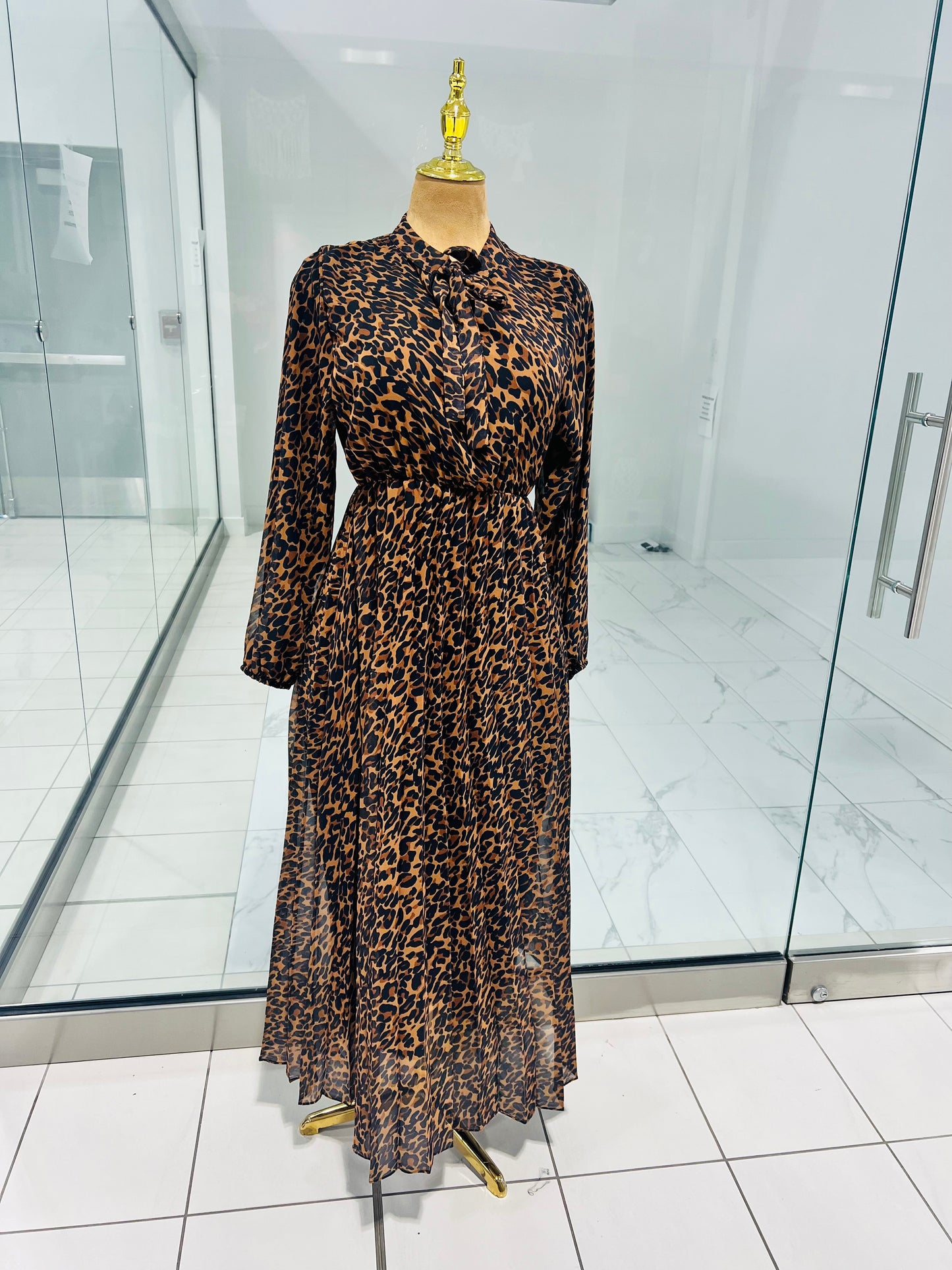 Leopard Print Chiffon Dress