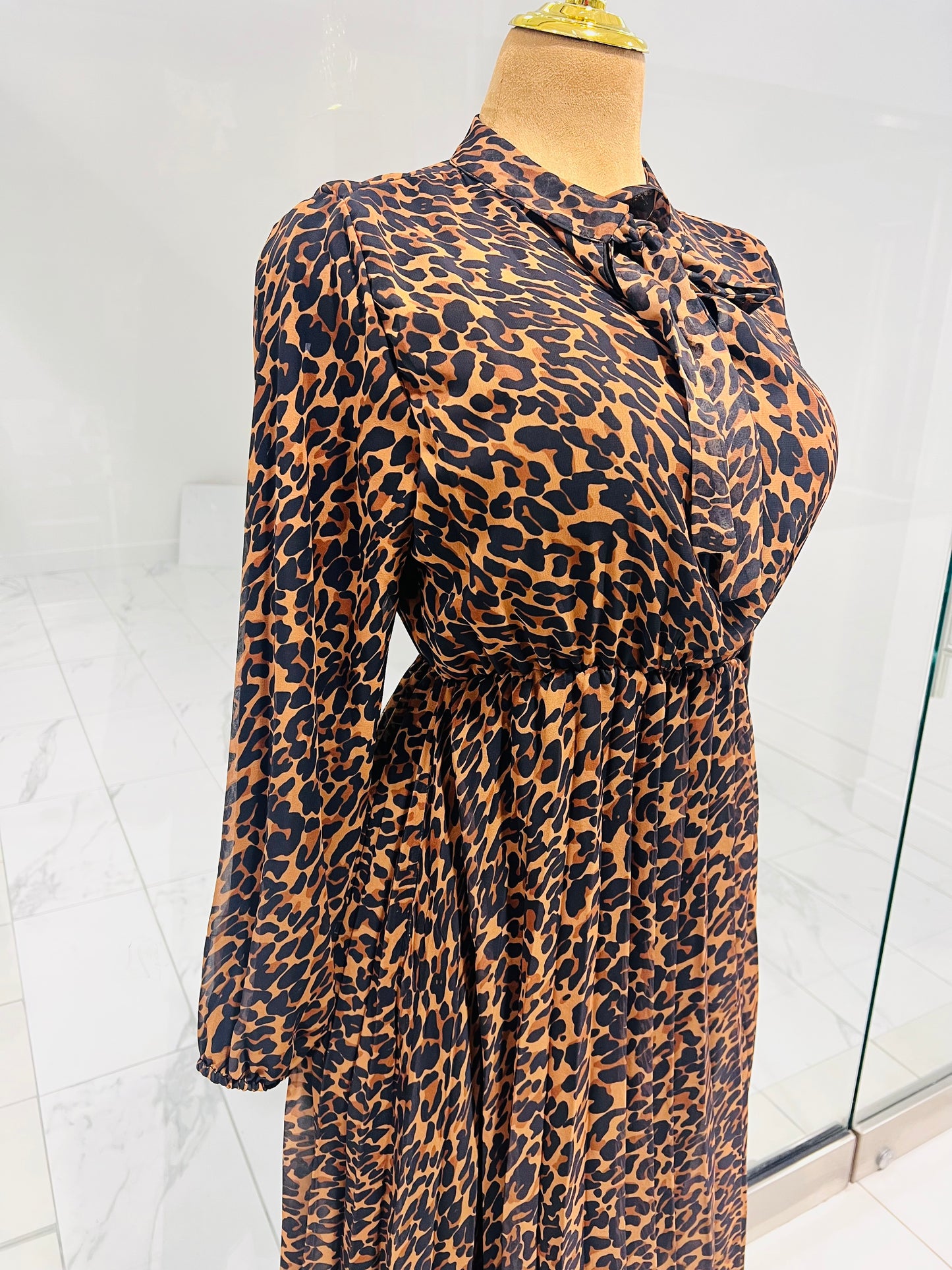 Leopard Print Chiffon Dress