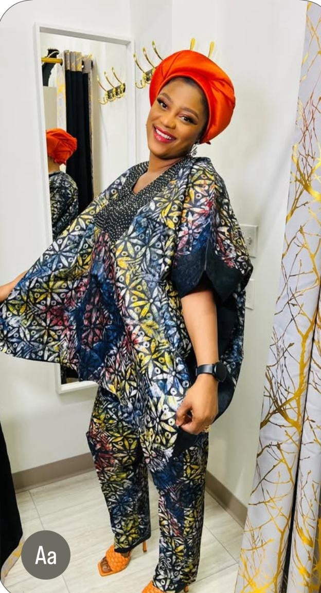 Adire Boubou & Pant Set