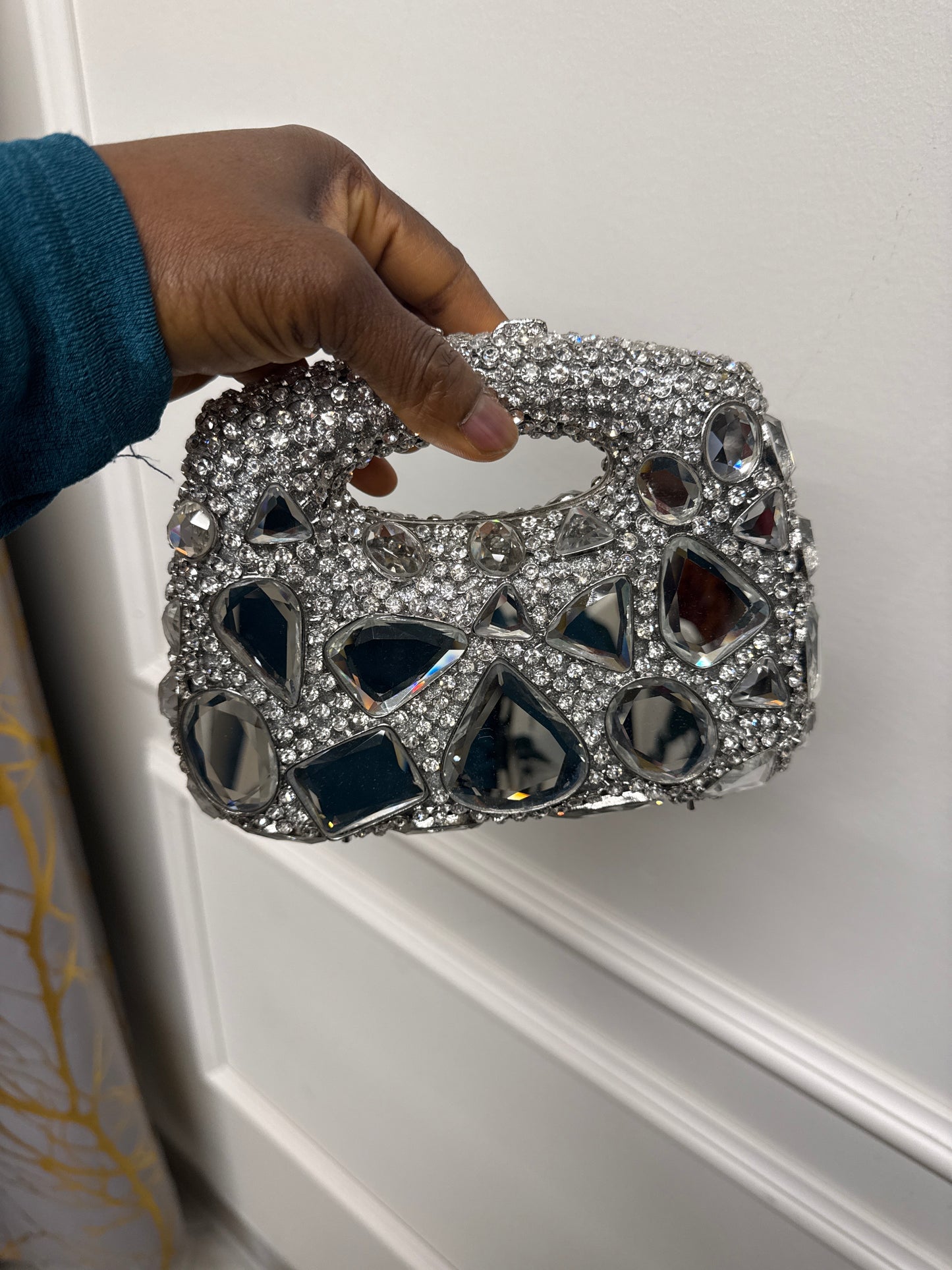 Silver crystal purse