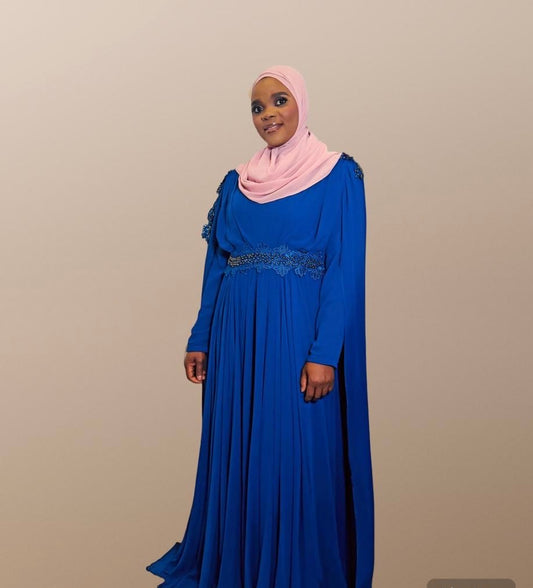 Elegant Blue Chiffon Dress