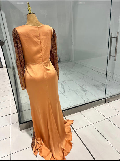 Gold Sequins Evening Dress