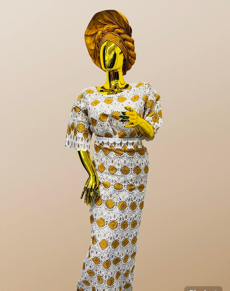 White and gold Ready to wear African attire