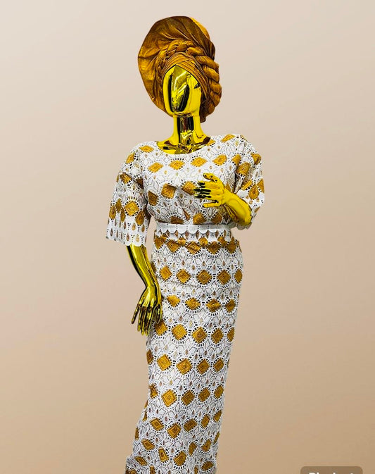 White and gold Ready to wear African attire