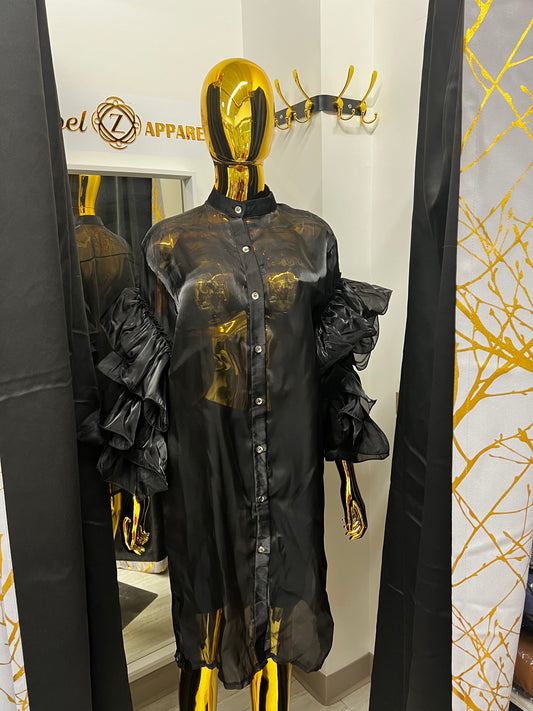Long Black Organza Top