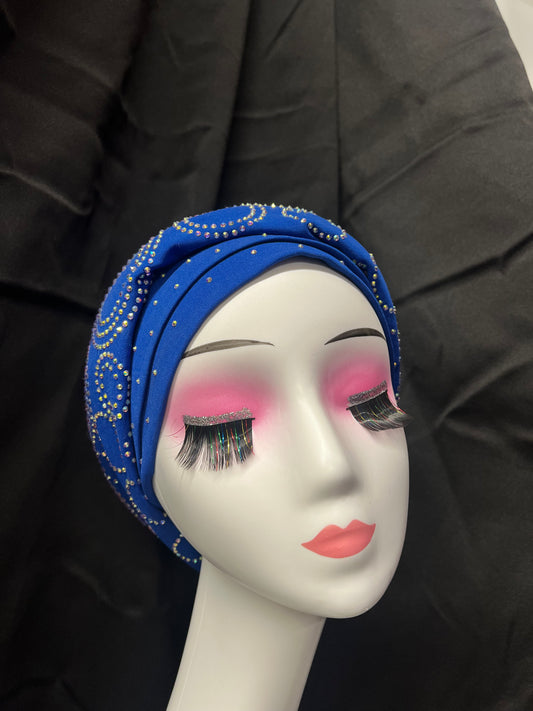 Blue Sequins Turban