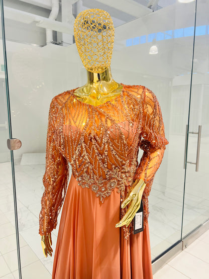 Burnt Orange Evening Dress