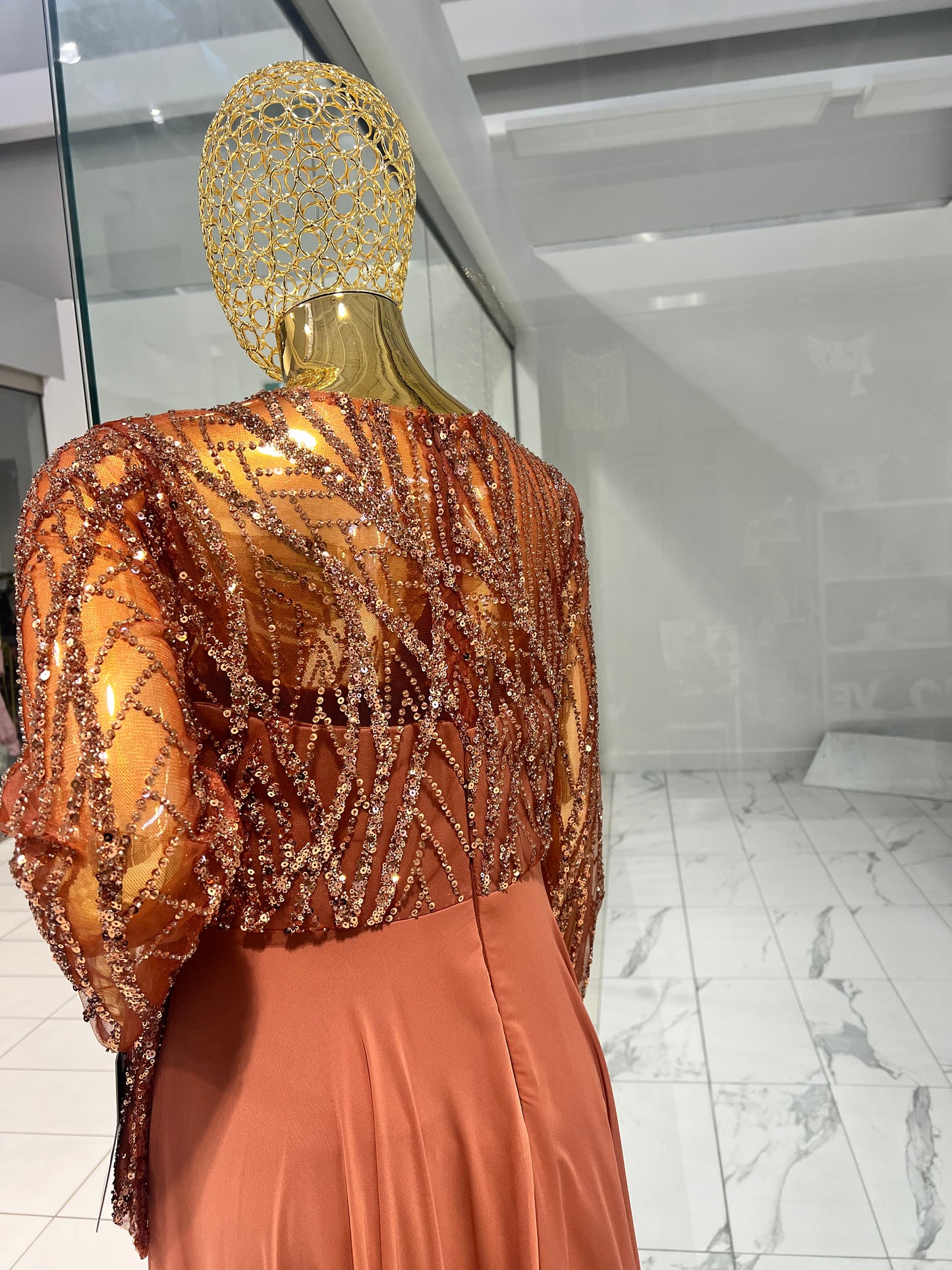 Burnt Orange Evening Dress