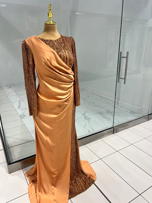 Gold Sequins Evening Dress