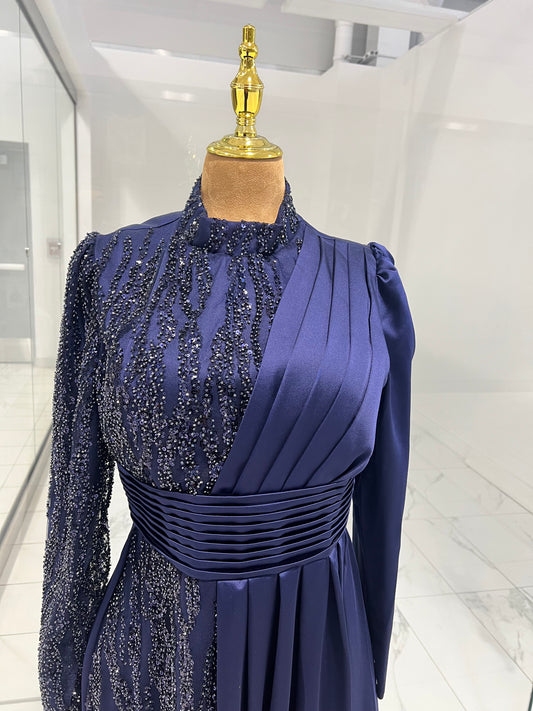 Silk Royal Blue Evening Gown