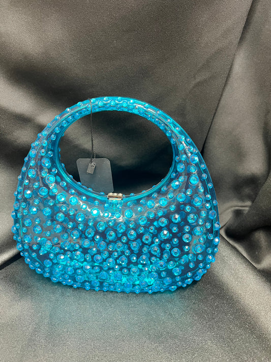 Clear blue crystal stone bag