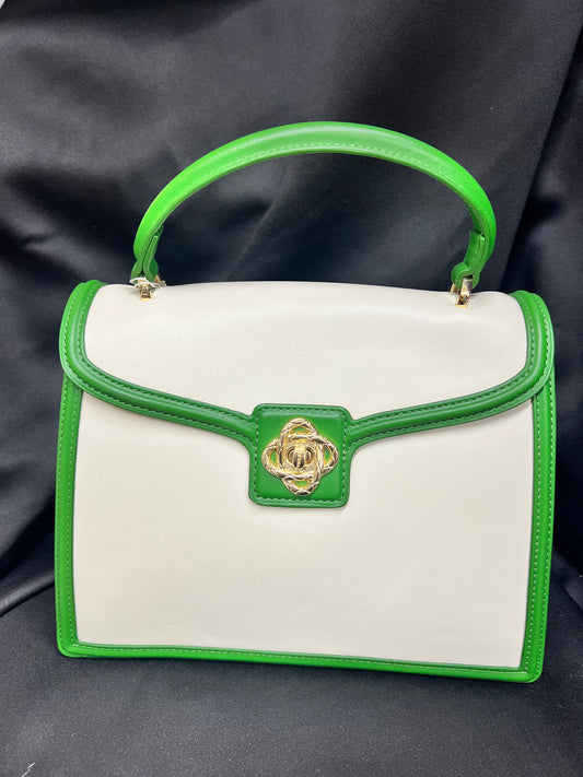 White and green handbag