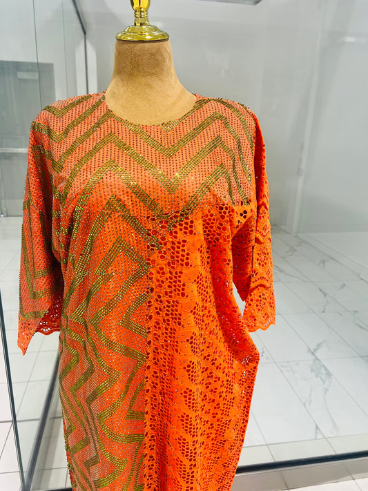 Orange Lace attire and Rhinestones