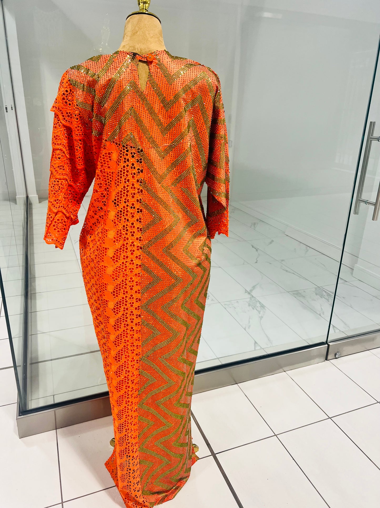 Orange Lace attire and Rhinestones
