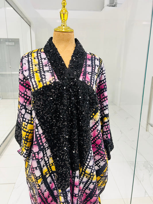 Ankara and black applique
