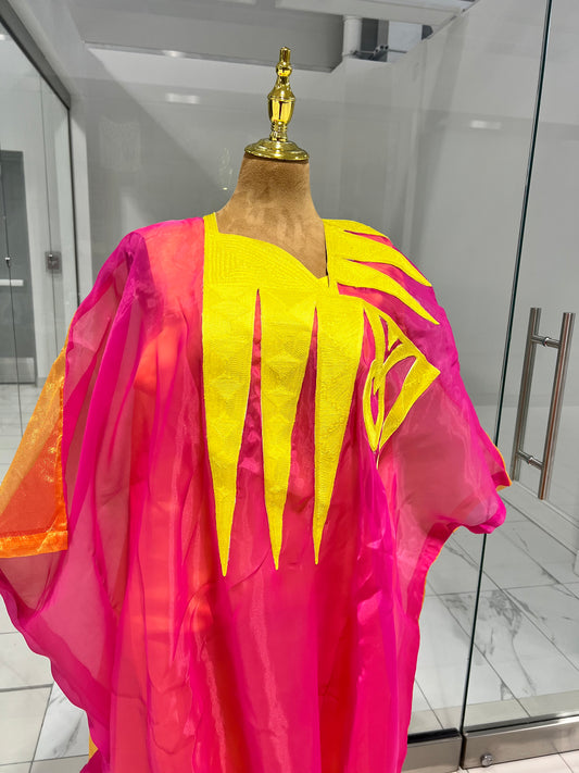 Pink and orange Organza