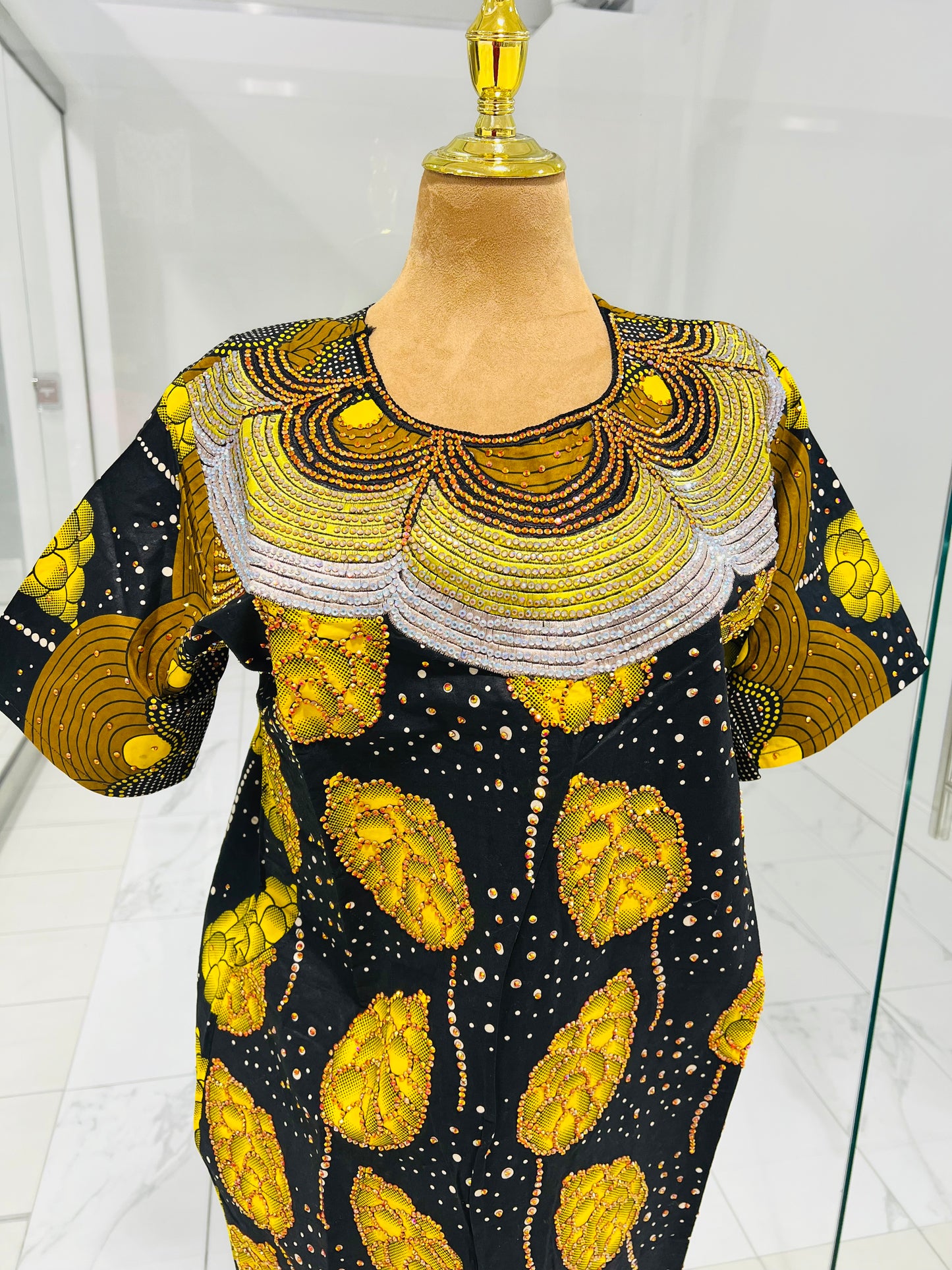 Ankara with tiny yellow Rhinestones