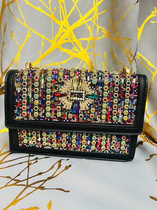 Multi coloured Rhinestone handbag