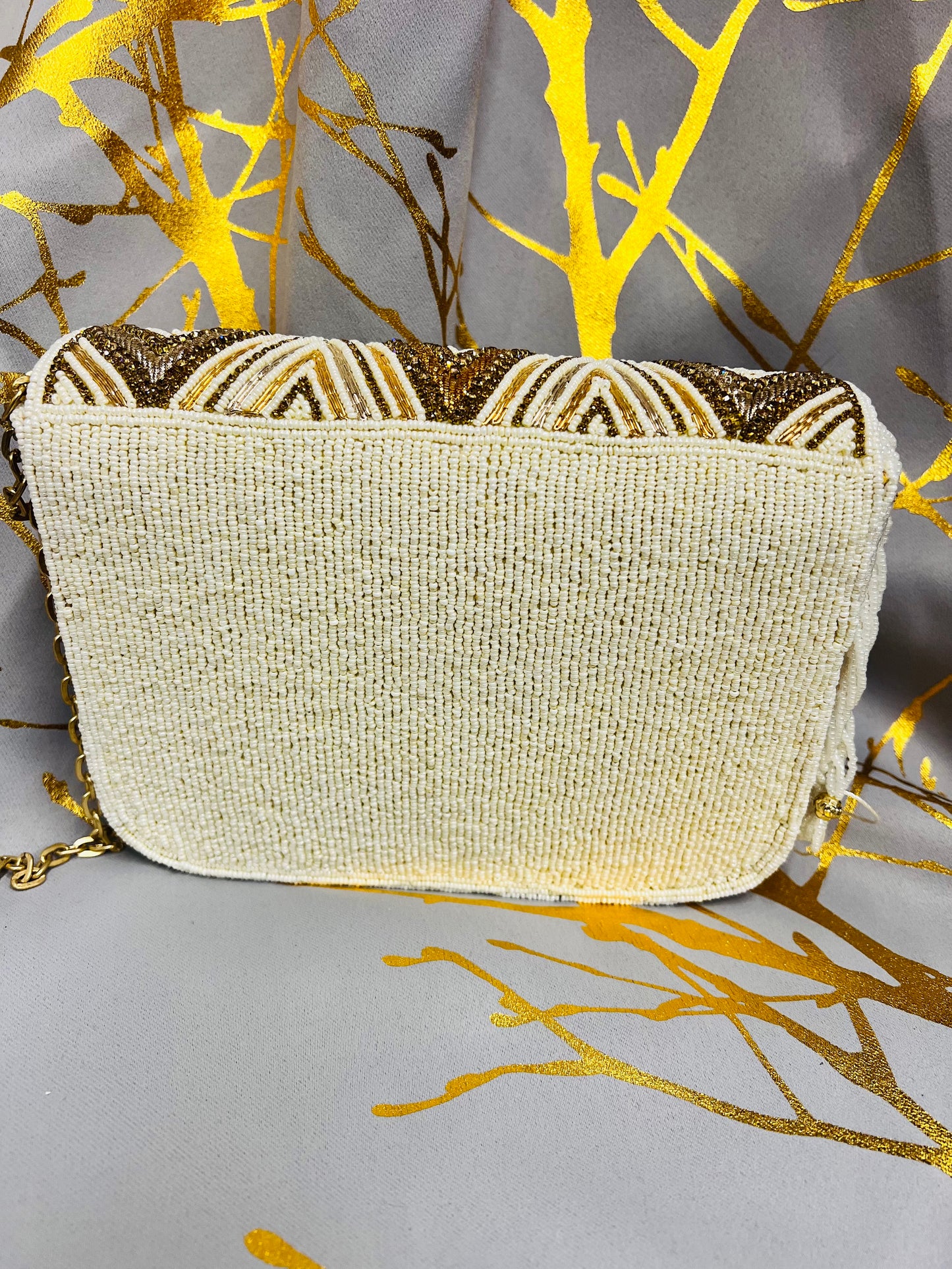 Good and white Beaded Bag
