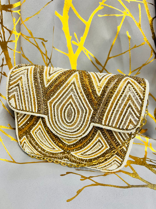 Good and white Beaded Bag