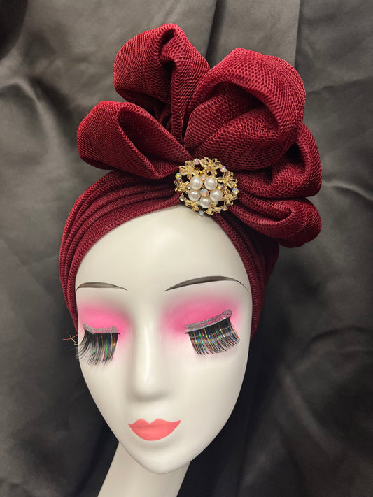 Wine Turban with brooch