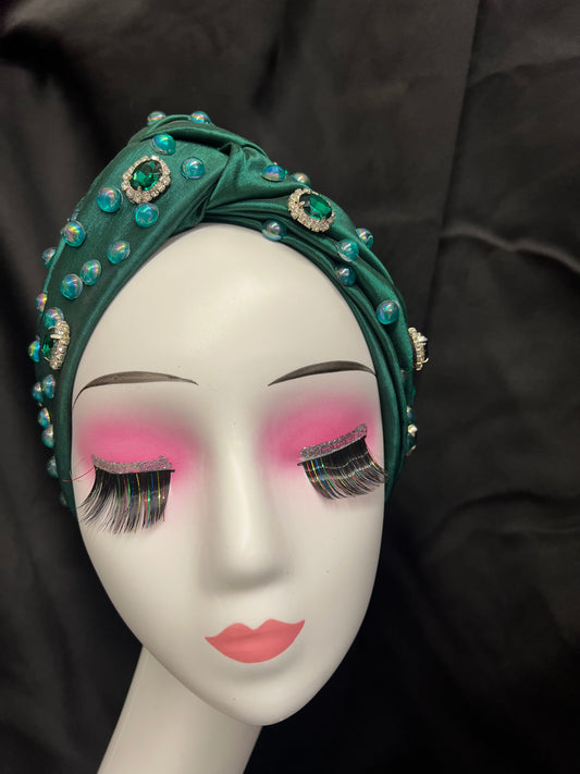 Green Rhinestones Turban