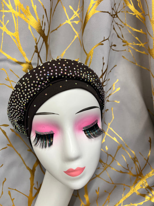 Brown Rhinestone Turban