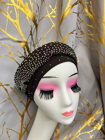 Brown Rhinestone Turban