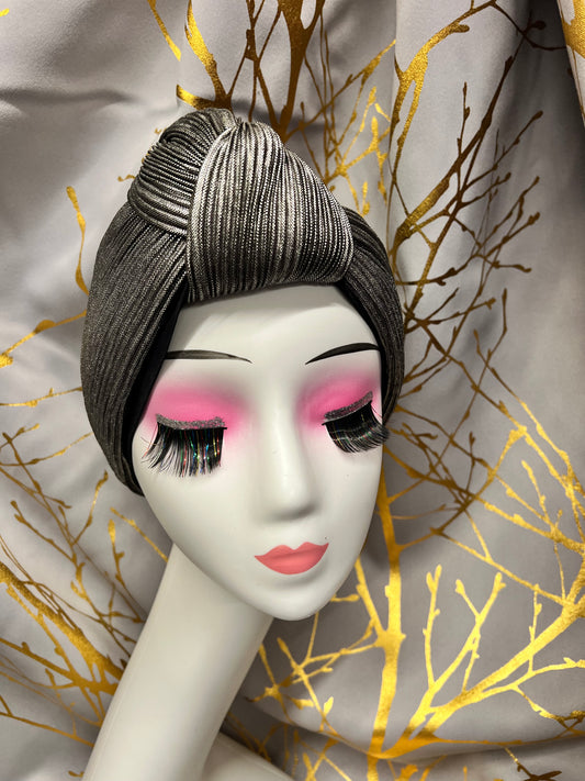 Black shiny crepe Turban