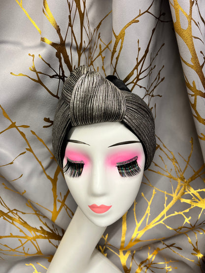 Black shiny crepe Turban
