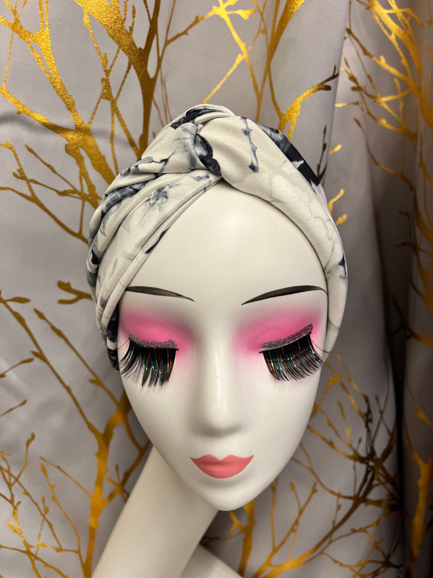Cream and black Turban